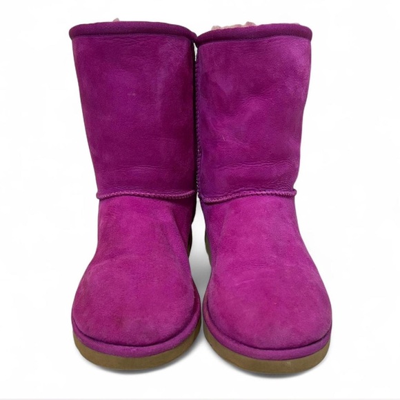 UGG Classic Short Boots Women’s Size 6 Pink/Purple Suede Sheepskin Lined Boots - Picture 3 of 6